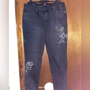 Tommy Hilfiger black embellished embroidered Jeans size 16 GUC